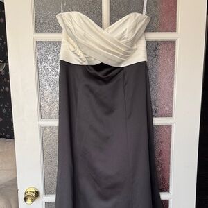 Formal Strapless Two-Tone Evening Dress - Ivory & Black